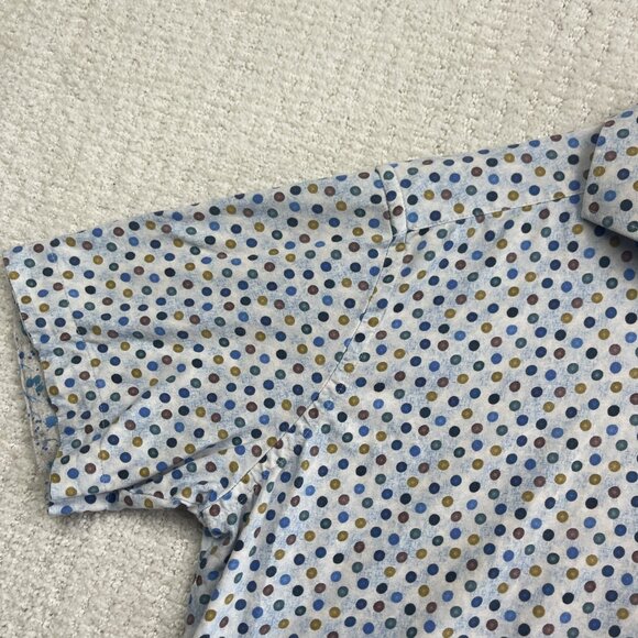 7 Downie St Mens Sz L Short Sleeve Button Up Shirt Multicolor Polka Dots AOP - Picture 3 of 14